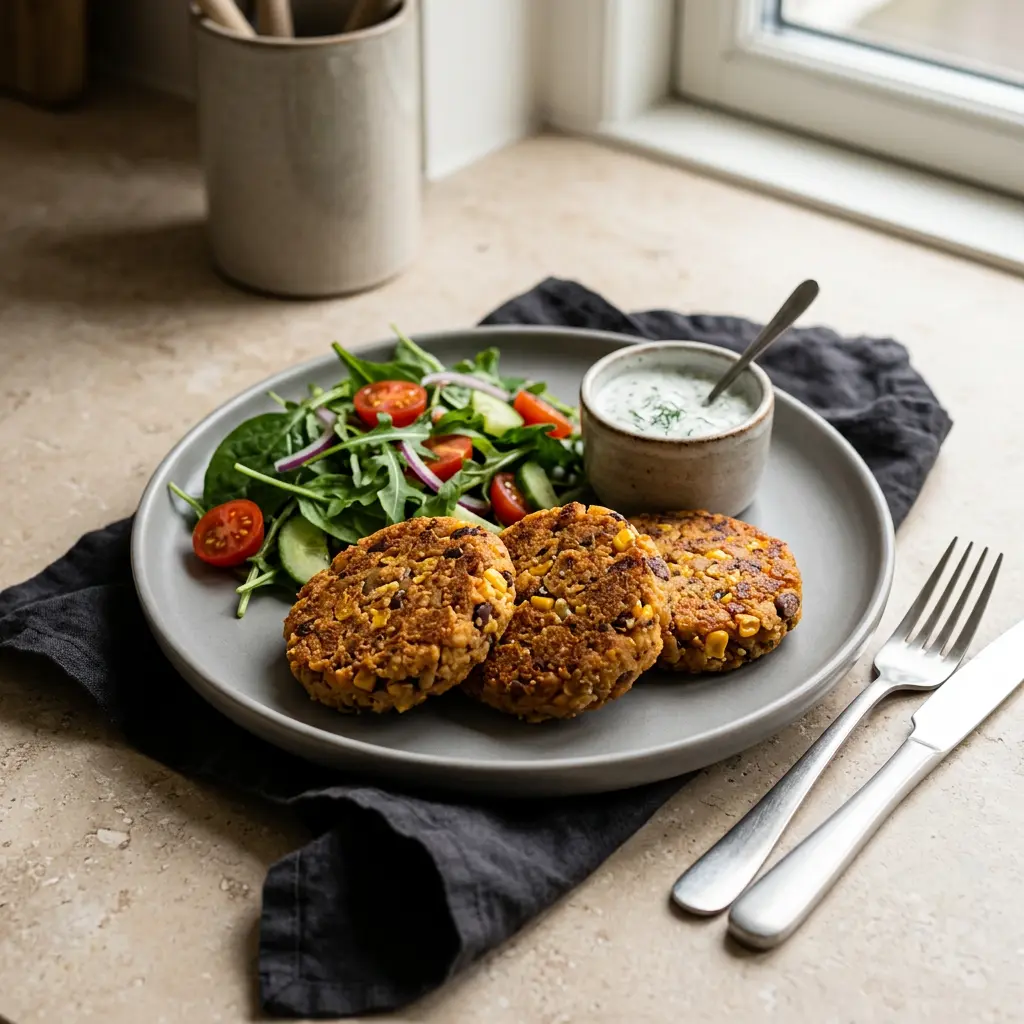 Photo of Air Fryer Bean Burgers cooked in the air fryer