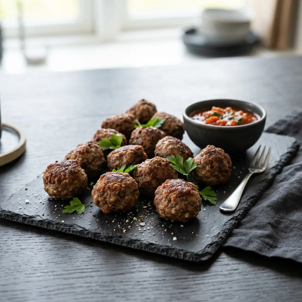 Photo of Air Fryer Beef Meatballs cooked in the air fryer
