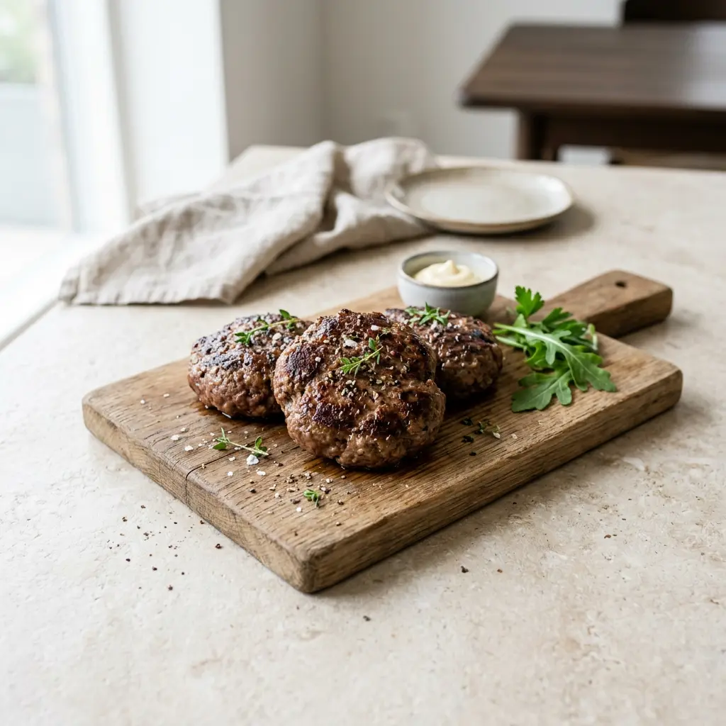 Photo of Air Fryer Burger Patties cooked in the air fryer