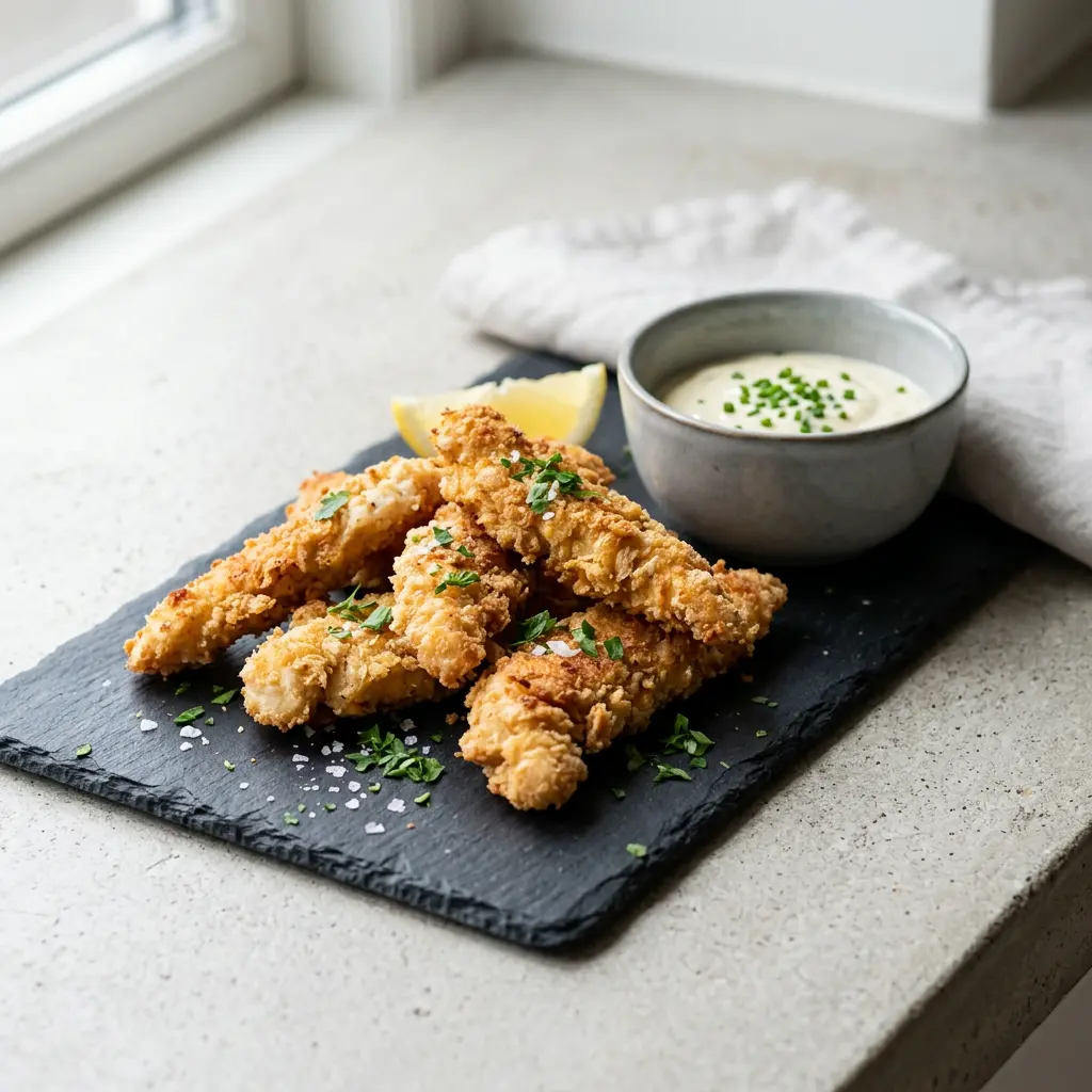Photo of Air Fryer Chicken Strips cooked in the air fryer