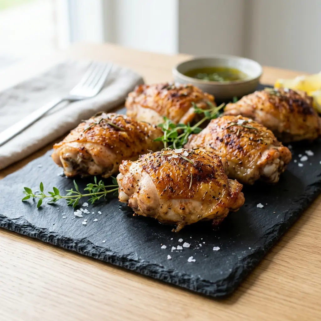 Photo of Air Fryer Chicken Thighs cooked in the air fryer