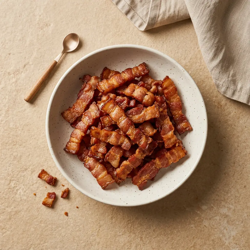 Photo of Air Fryer Diced Bacon cooked in the air fryer