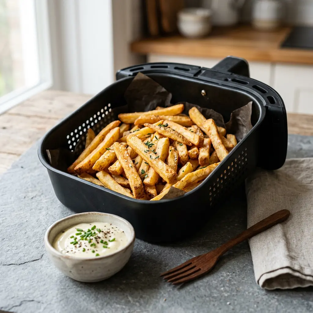 Photo of Air Fryer Frozen Chips cooked in the air fryer