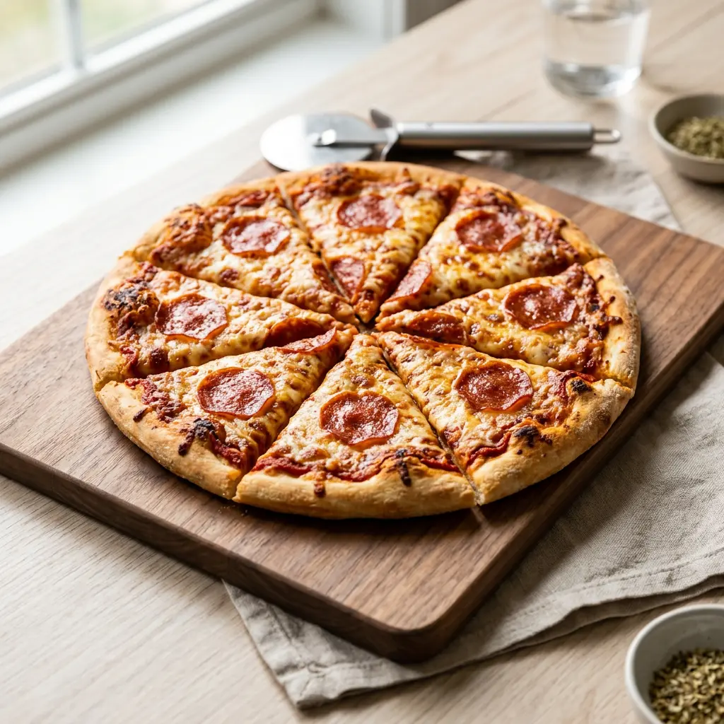 Photo of Air Fryer Frozen Pizza cooked in the air fryer