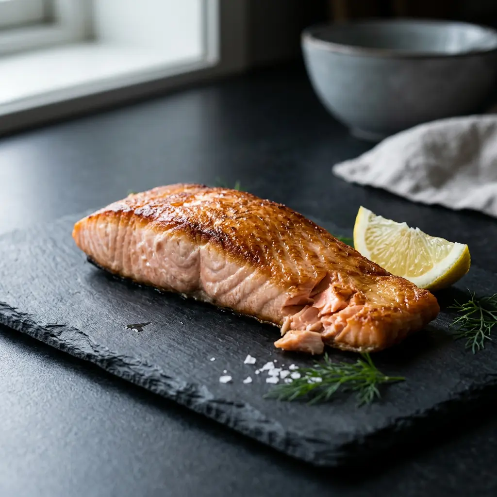 Photo of Air Fryer Frozen Salmon cooked in the air fryer
