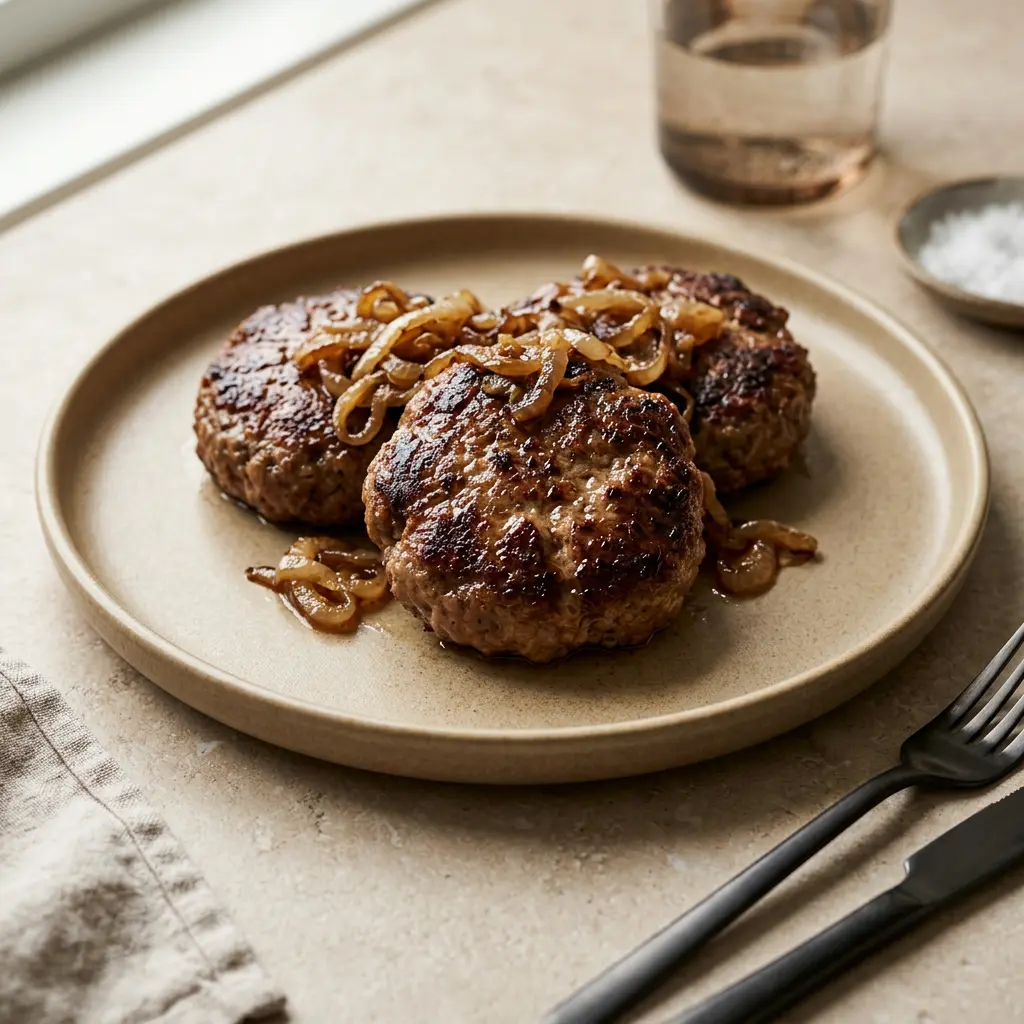 Photo of Air Fryer Ground Beef Patty cooked in the air fryer