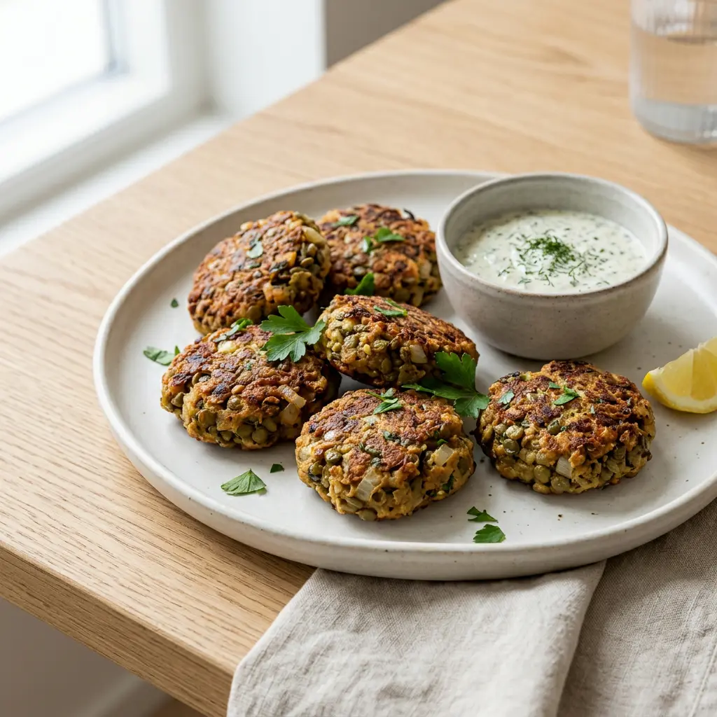 Photo of Air Fryer Lentil Patties cooked in the air fryer
