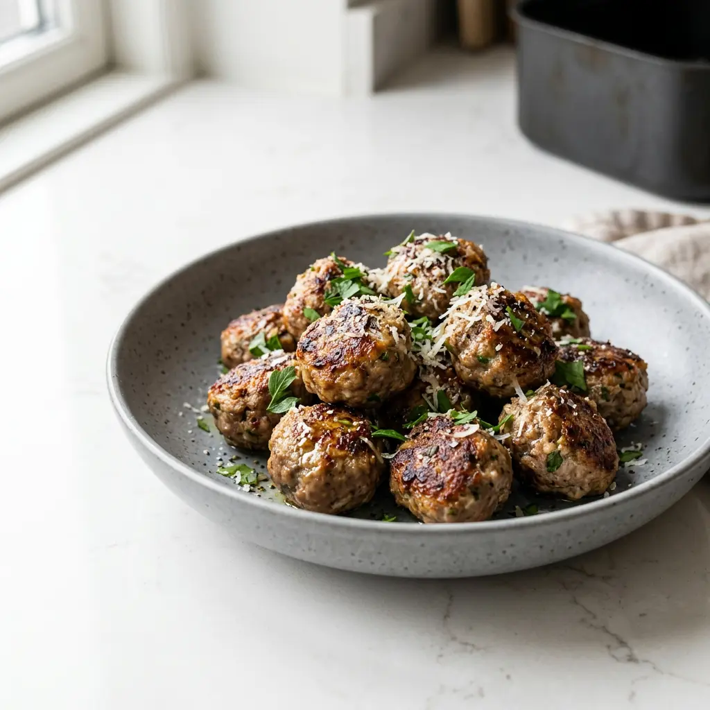 Photo of Air Fryer Meatballs cooked in the air fryer