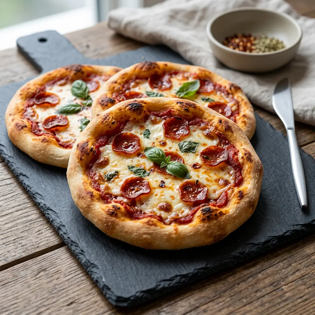 Photo of Air Fryer Mini Pizzas cooked in the air fryer