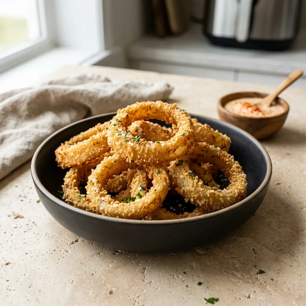 Photo of Air Fryer Onion Rings cooked in the air fryer