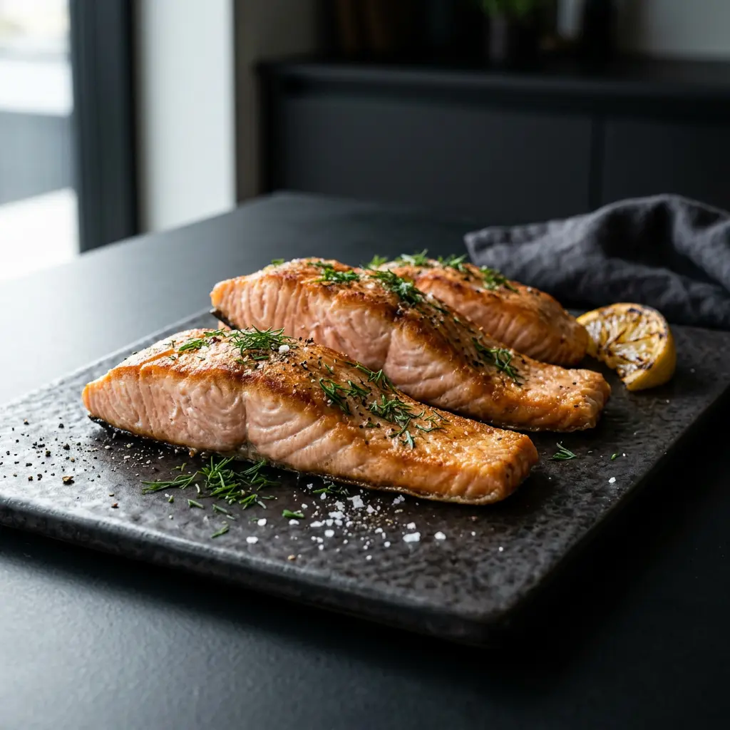 Photo of Air Fryer Salmon Pieces cooked in the air fryer