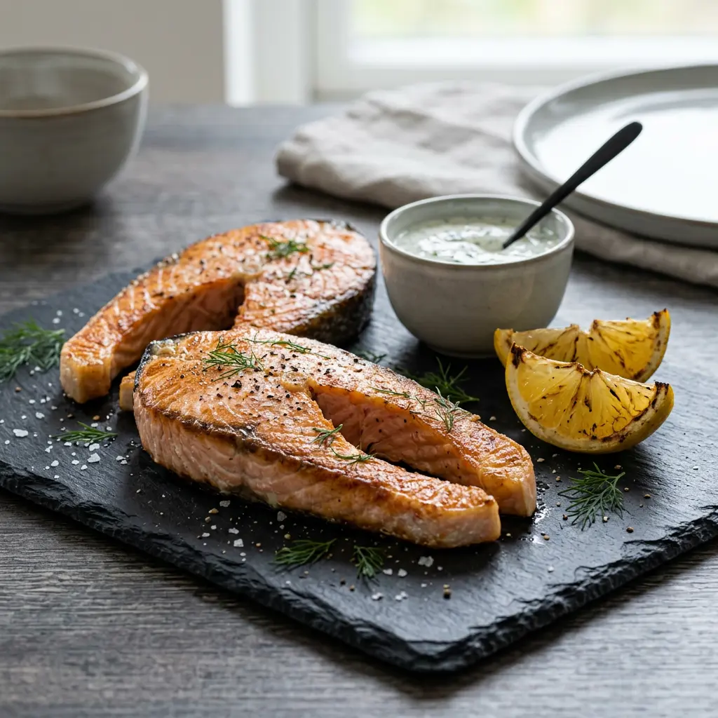 Photo of Air Fryer Salmon Steaks cooked in the air fryer