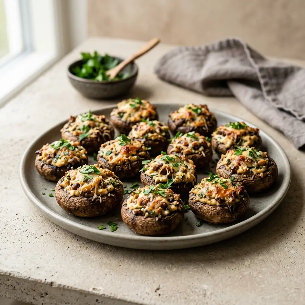 Photo of Air Fryer Stuffed Mushrooms cooked in the air fryer