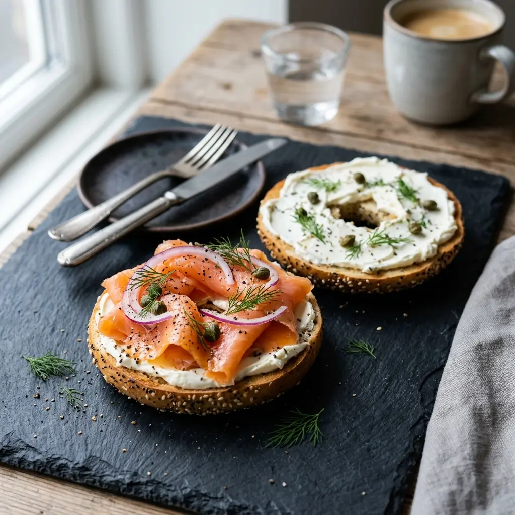 Photo of the finished dish for the recipe Bagel with Salmon and Cream Cheese