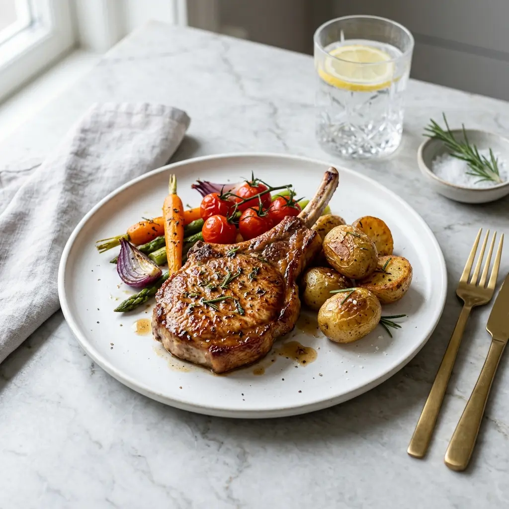 Photo of the finished dish for the recipe Baked Pork Chops on the Bone
