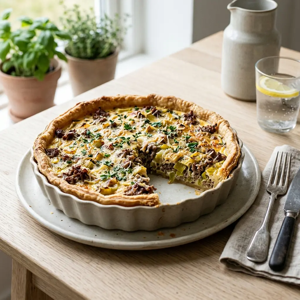 Photo of the finished dish for the recipe Beef and Leek Pie