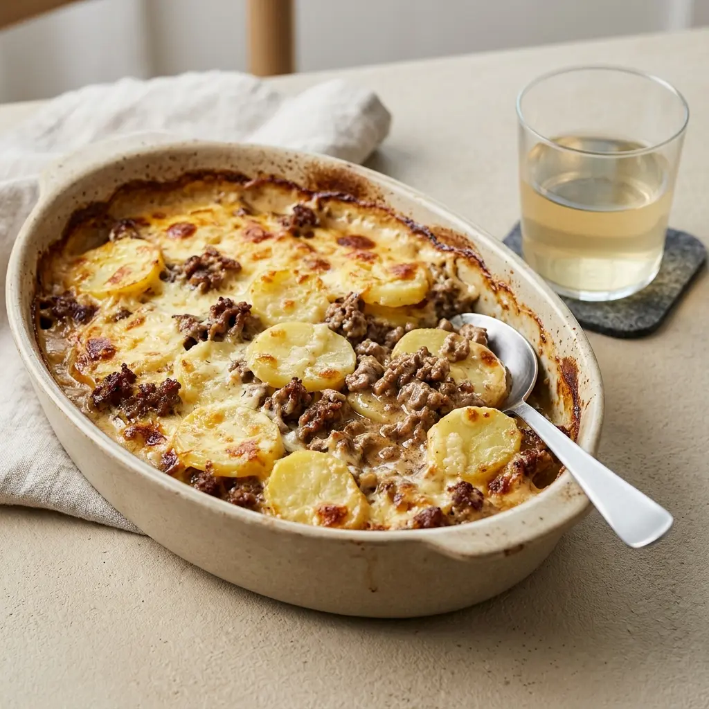 Photo of the finished dish for the recipe Beef Bake with Dauphinoise Potatoes