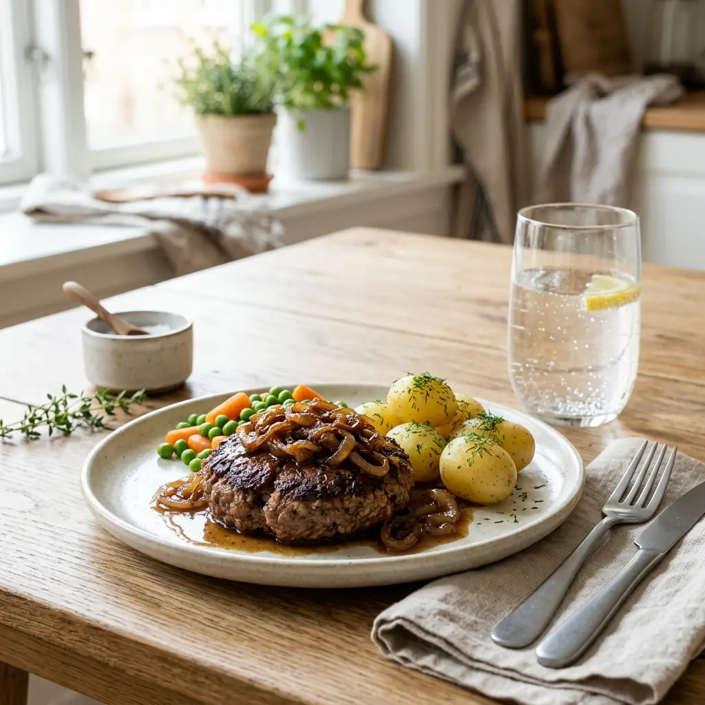 Photo of the finished dish for the recipe Beef Patties with Caramelised Onions