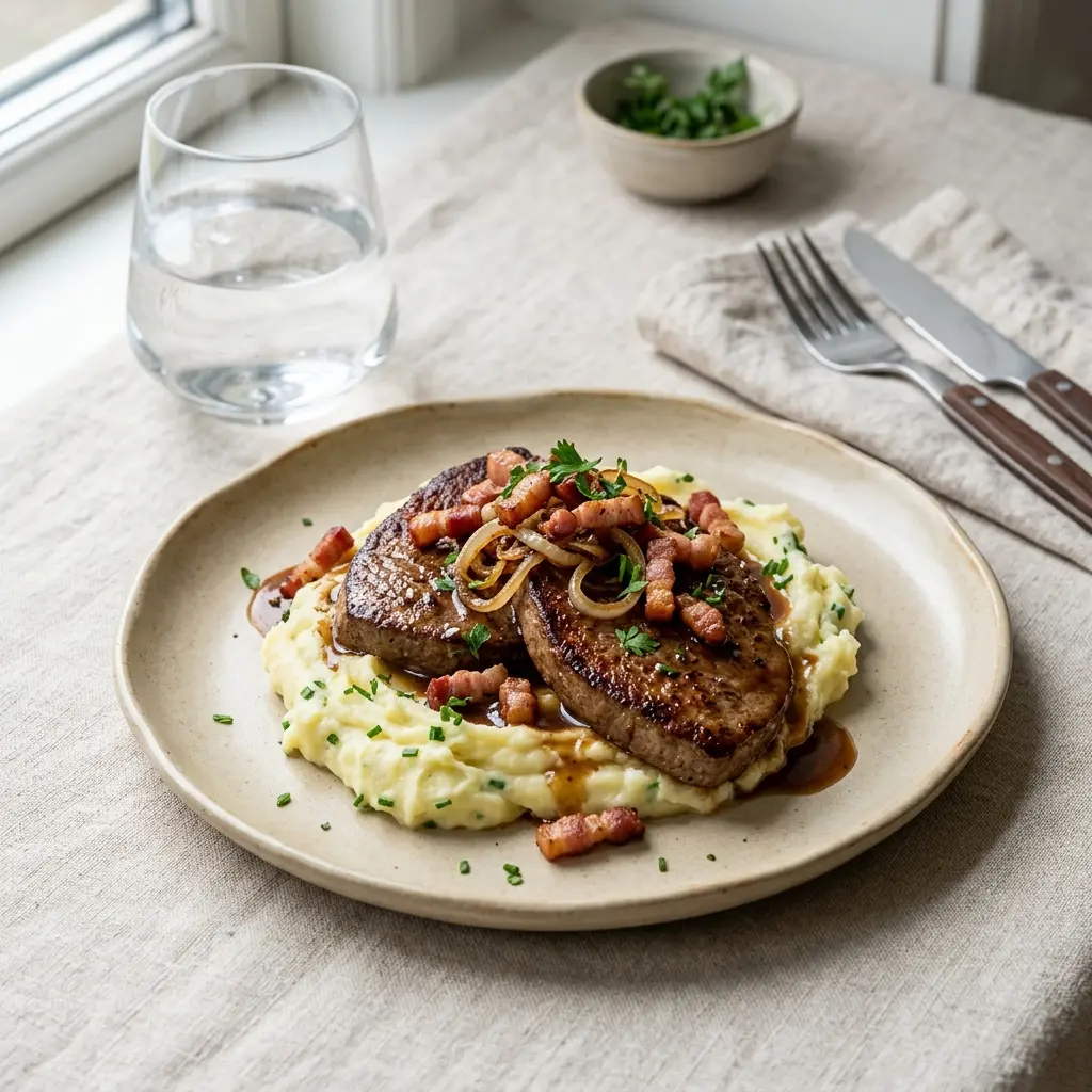 Photo of the finished dish for the recipe Calves' Liver with Bacon