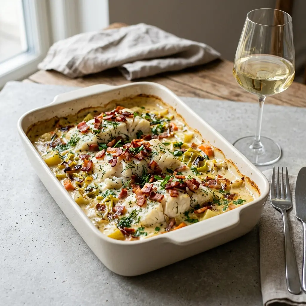 Photo of the finished dish for the recipe Cod Bake with Bacon
