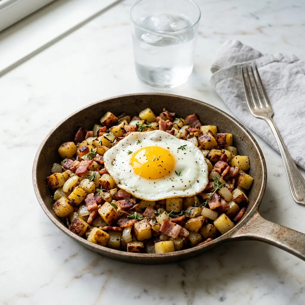 Photo of the finished dish for the recipe Danish Meat and Potato Hash with Bacon