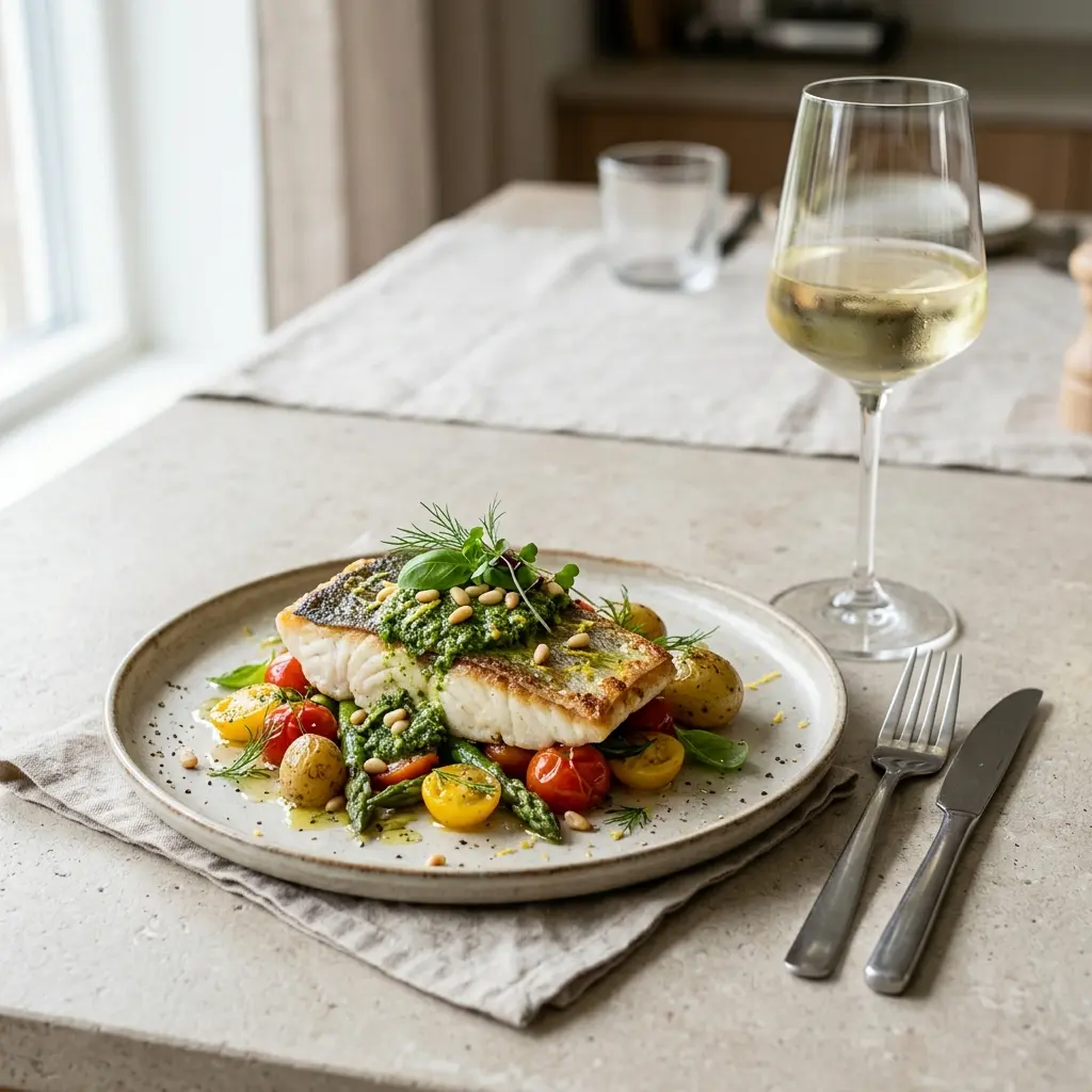 Photo of the sauce or side recipe Halibut with Pesto