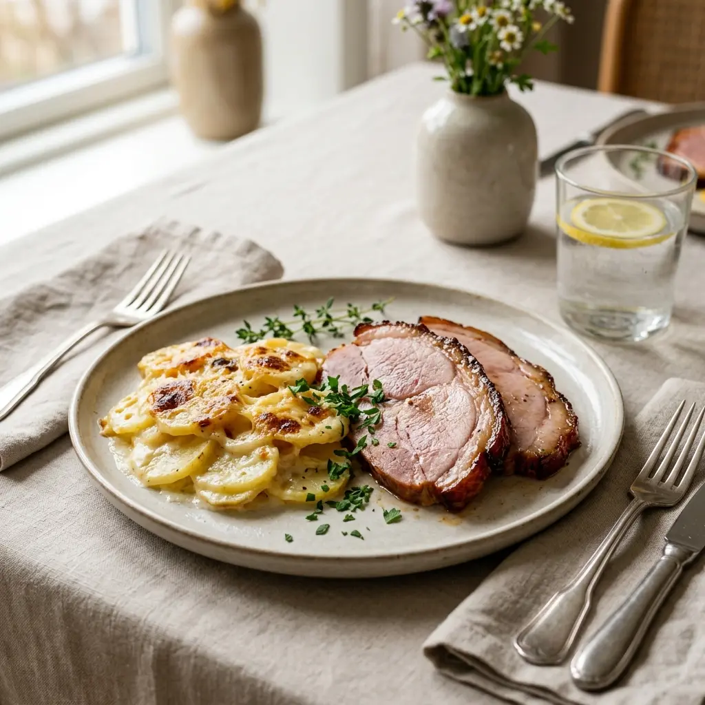 Photo of the finished dish for the recipe Ham with Dauphinoise Potatoes