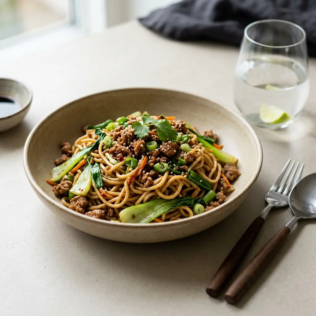 Photo of the finished dish for the recipe Noodles with Minced Pork