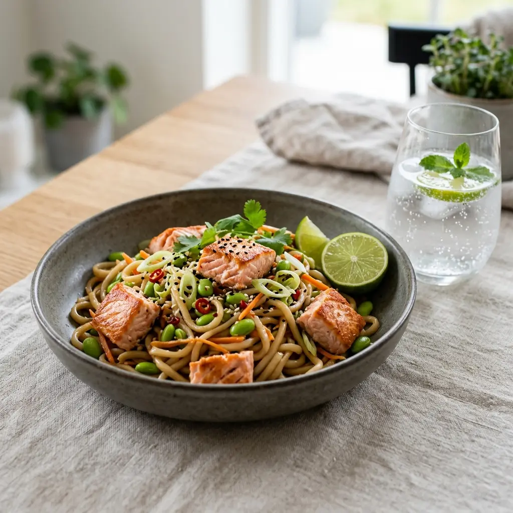 Photo of the finished dish for the recipe Noodles with Salmon