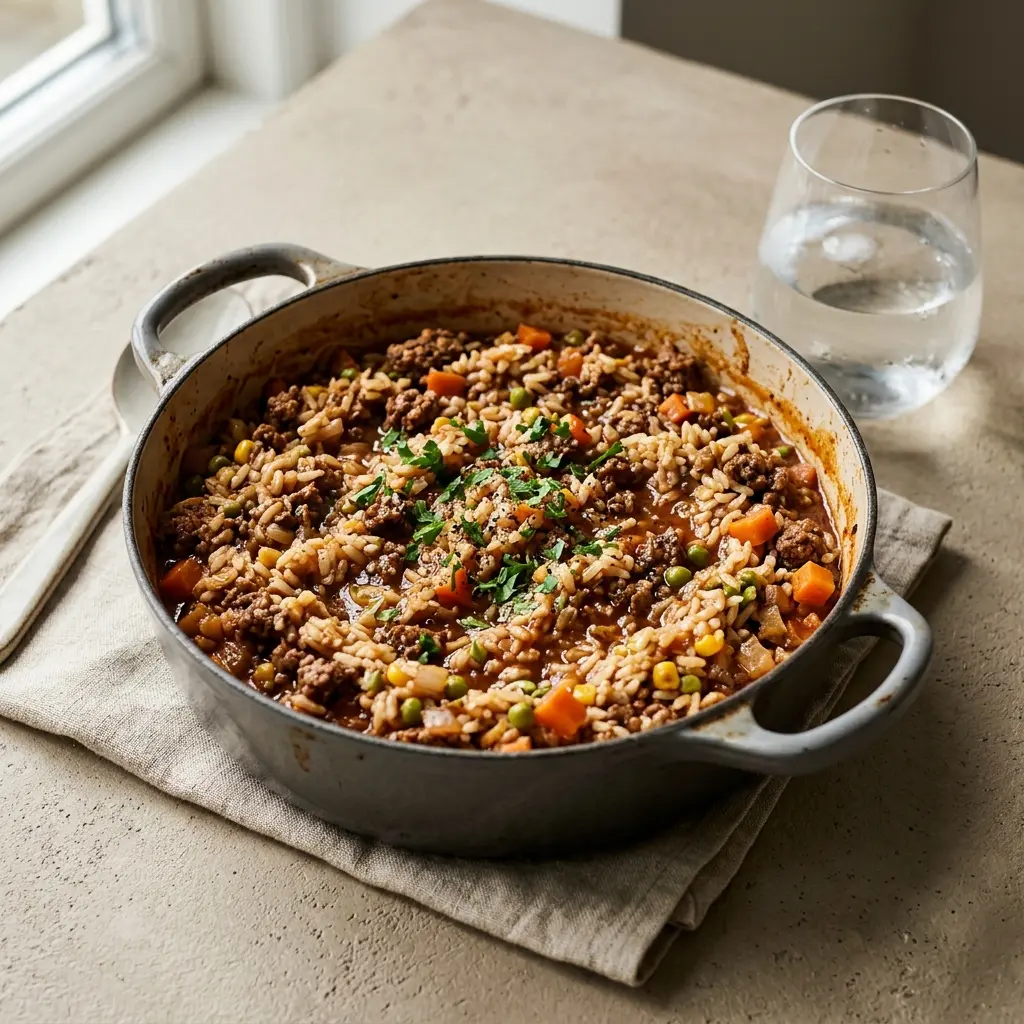 Photo of the finished dish for the recipe One-Pot Rice with Beef