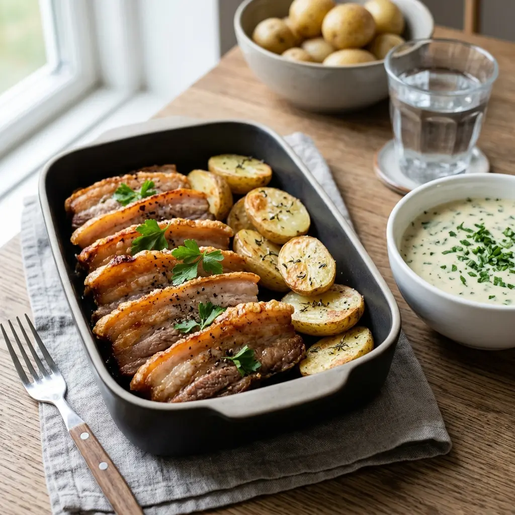 Photo of the finished dish for the recipe Oven-Fried Pork Belly