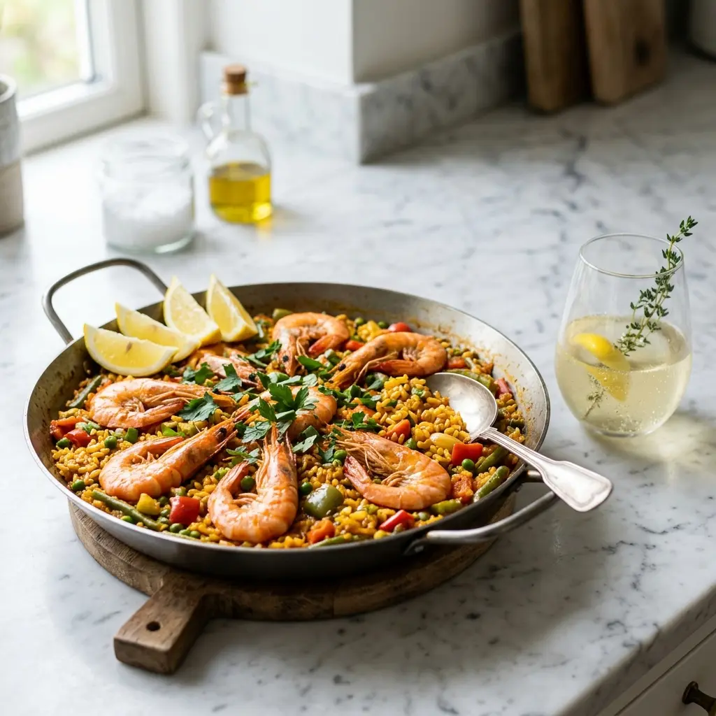 Photo of the finished dish for the recipe Paella with Prawns