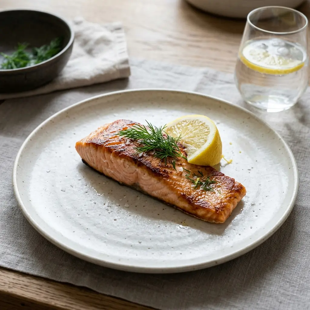 Photo of the finished dish for the recipe Pan-Fried Frozen Salmon