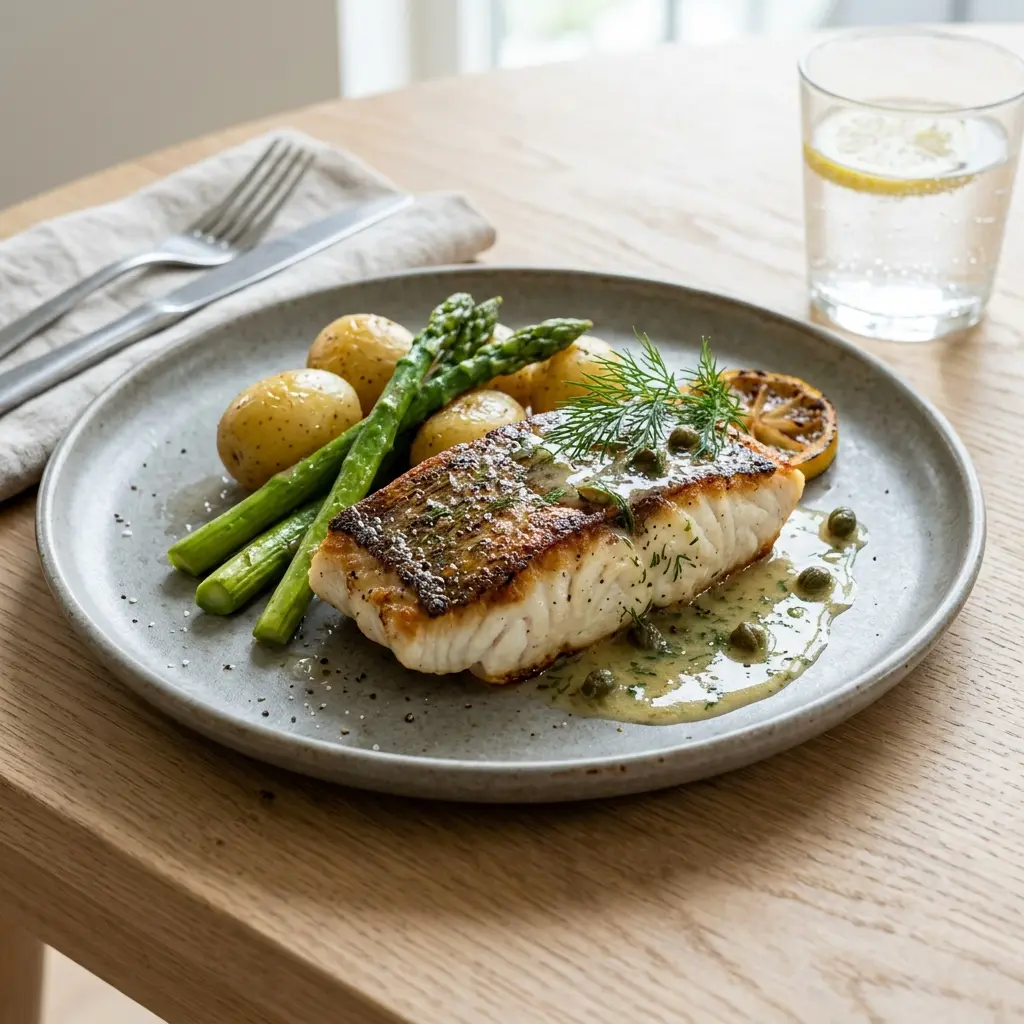 Photo of the finished dish for the recipe Pan-Fried Halibut