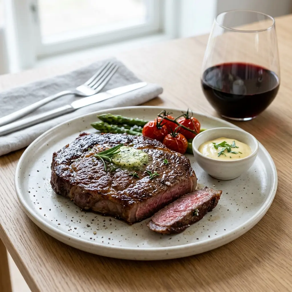 Photo of the finished dish for the recipe Pan-Fried Ribeye Steak