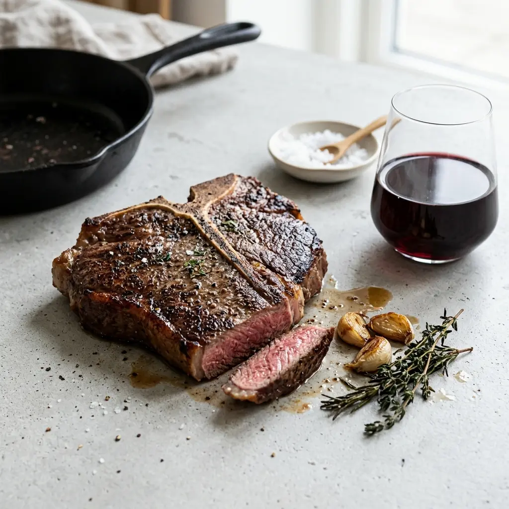 Photo of the finished dish for the recipe Pan-Fried T-Bone Steak