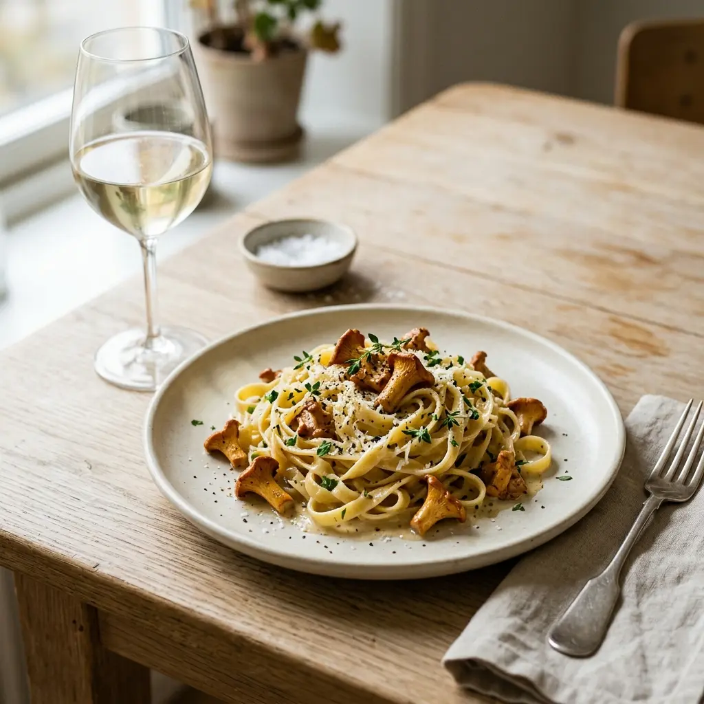 Photo of the finished dish for the recipe Pasta with Chanterelles