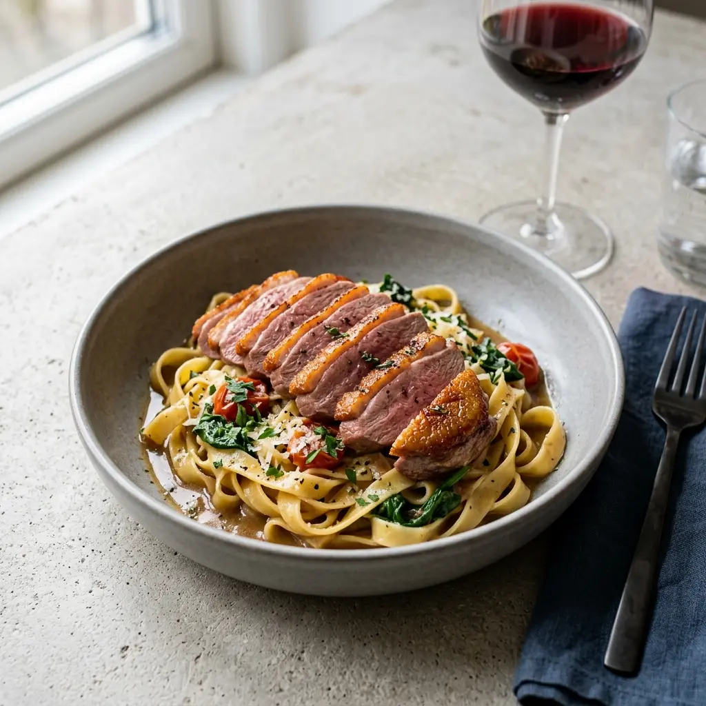 Photo of the finished dish for the recipe Pasta with Duck Breast