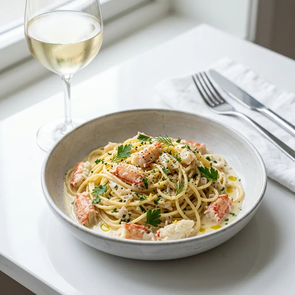 Photo of the finished dish for the recipe Pasta with King Crab