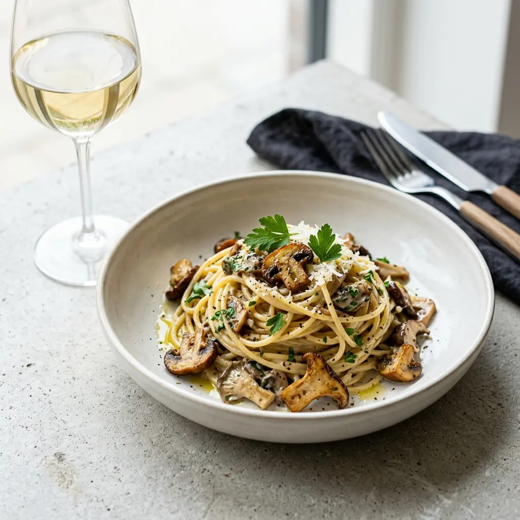 Photo of the finished dish for the recipe Pasta with Mushrooms