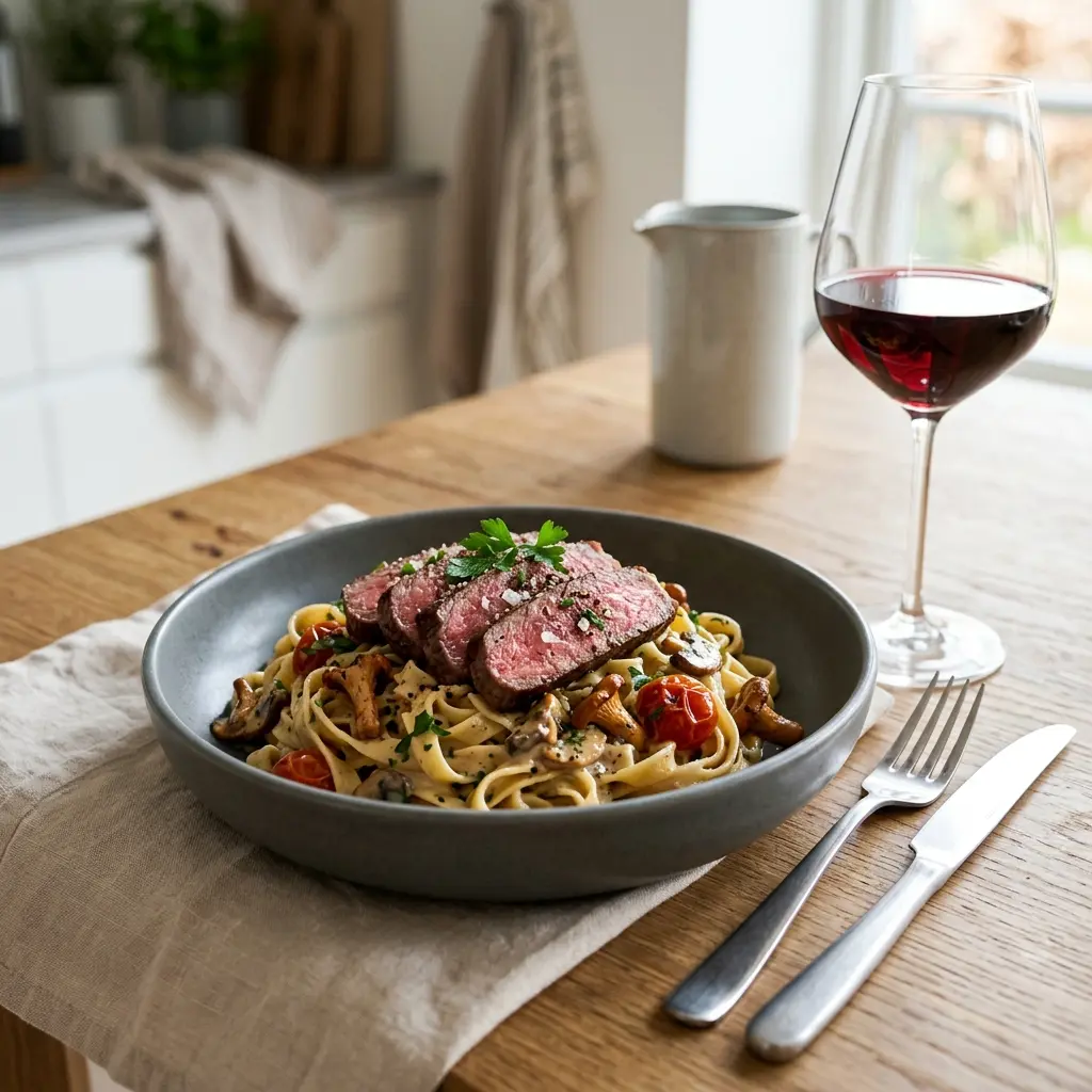 Photo of the finished dish for the recipe Pasta with Steak