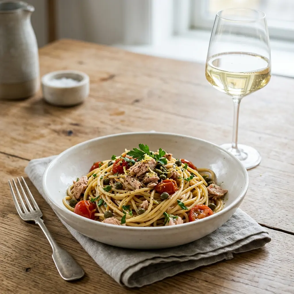 Photo of the finished dish for the recipe Pasta with Tuna and Capers