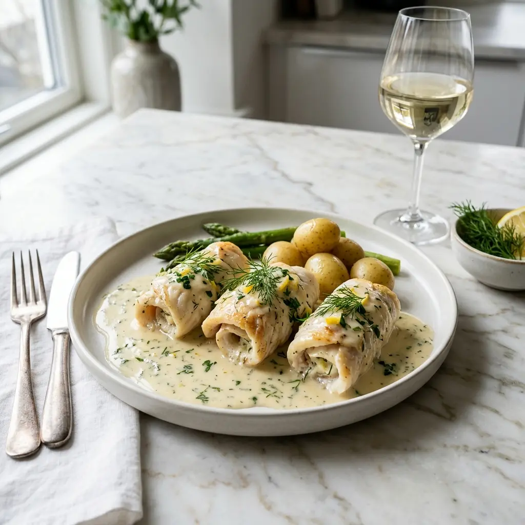 Photo of the sauce or side recipe Plaice Rolls in White Wine Sauce