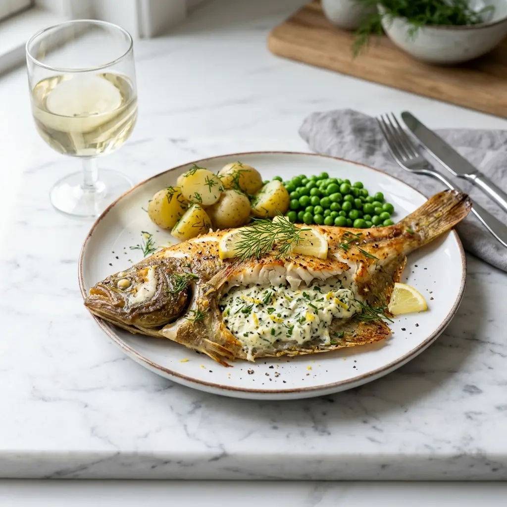 Photo of the finished dish for the recipe Plaice Stuffed with Cream Cheese