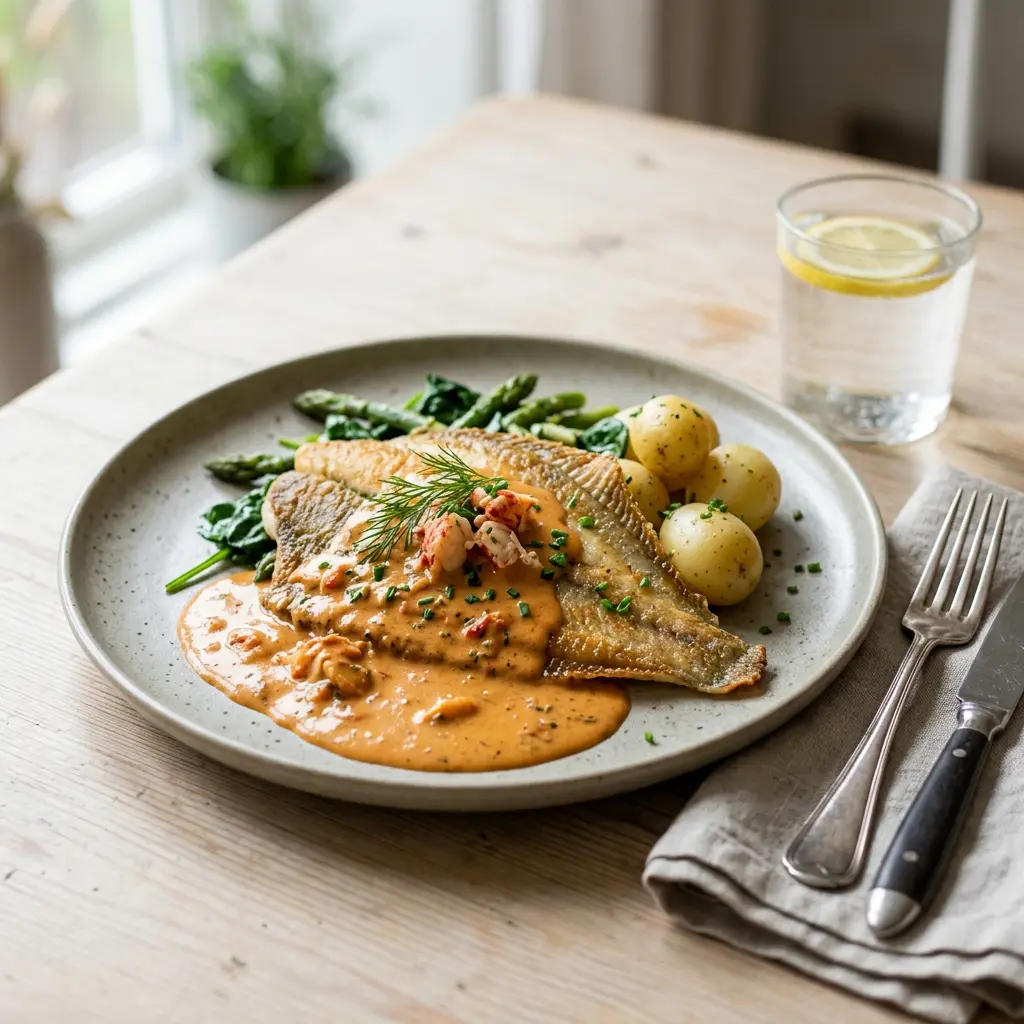 Photo of the sauce or side recipe Plaice with Lobster Sauce