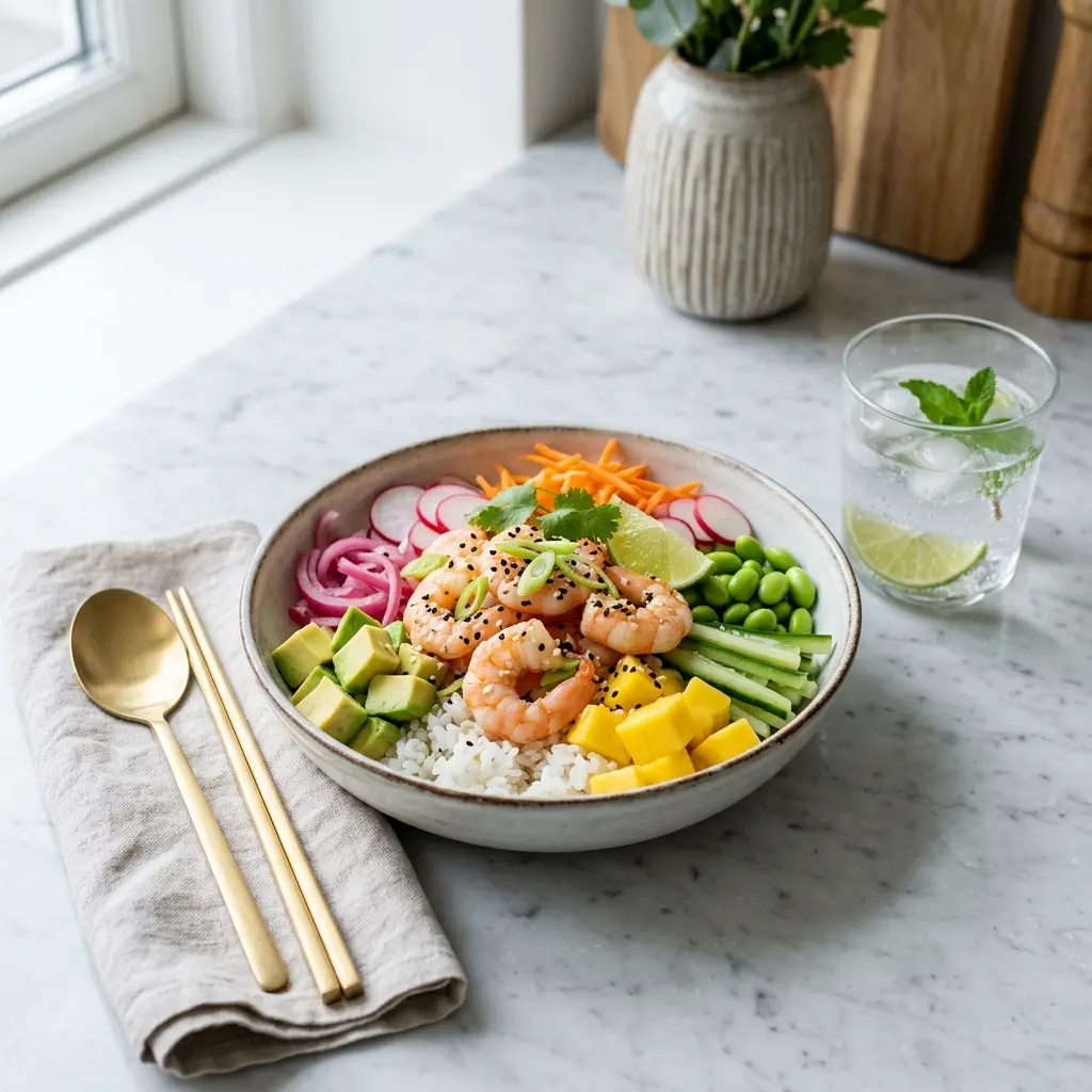 Photo of the finished dish for the recipe Poke Bowl with Prawns