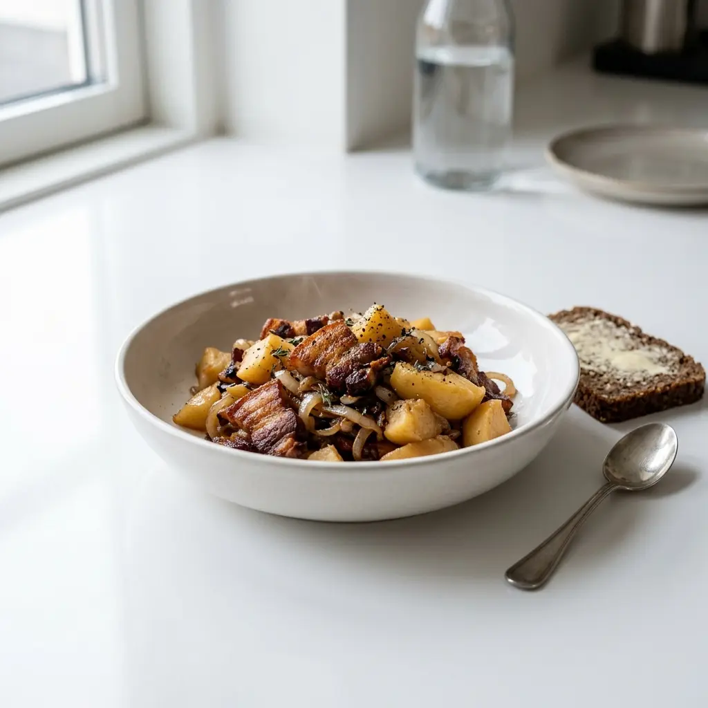 Photo of the finished dish for the recipe Pork Belly with Apples