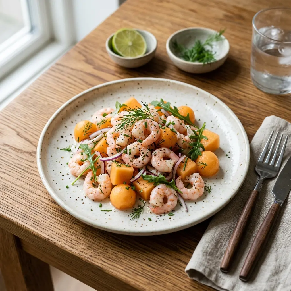 Photo of the finished dish for the recipe Prawns with Melon