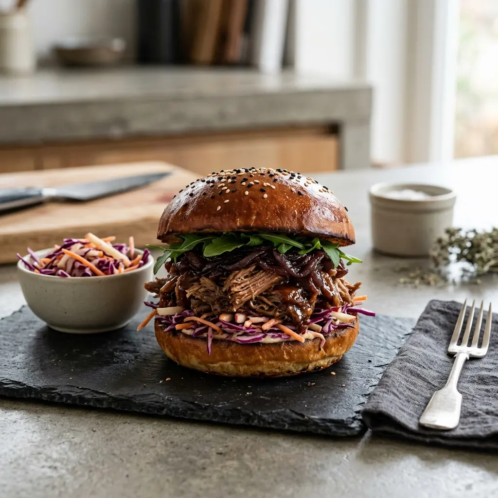 Photo of the finished dish for the recipe Pulled Duck Burger