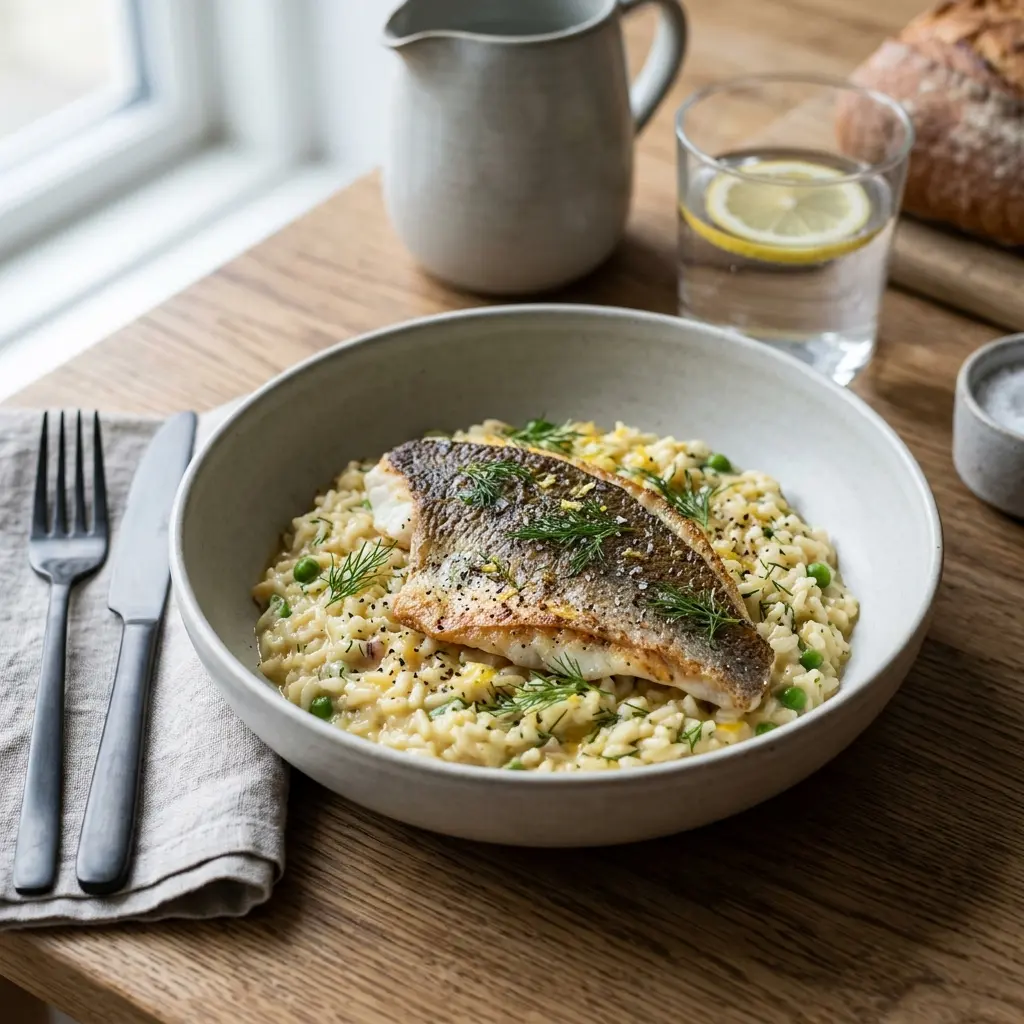 Photo of the finished dish for the recipe Risotto with Plaice